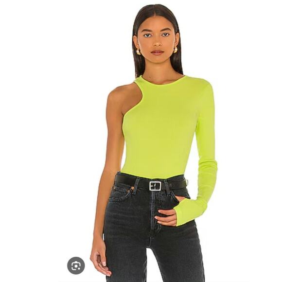 Agolde Bea Cutaway Bodysuit in Citron Size: S - Picture 1 of 4